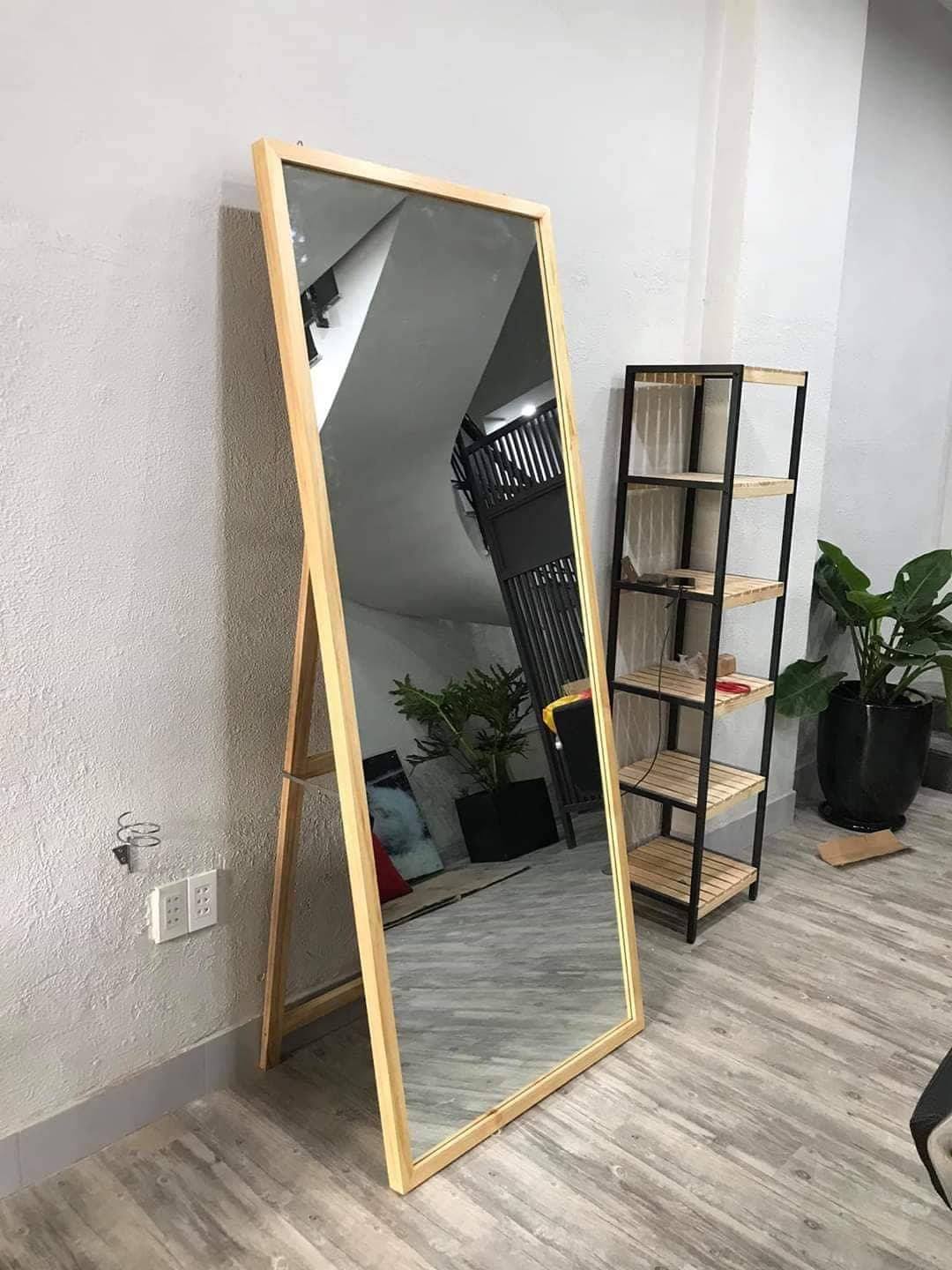 [SIZE80x1M8] GƯƠNG SOI TOÀN THÂN CÓ CHÂN ĐỨNG MÀU TỰ NHIÊN  - STANDING MIRROR NATURAL-80CM