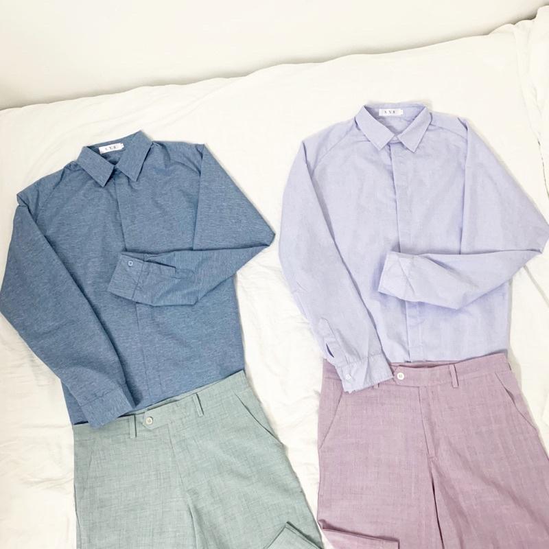 ️ Hidden Button Shirt - Áo sơmi nam nữ giấu cúc