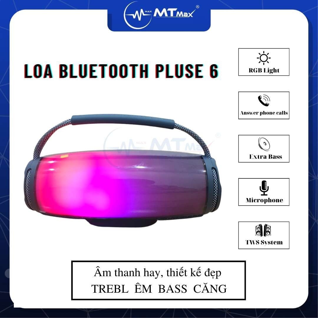 Loa Bluetooth Pluse 6 mới nhất, Âm thanh sống động công suất lớn, Đèn Led nhiều màu sắc có quai xách nghe nhạc cực hay hàng mới 100%