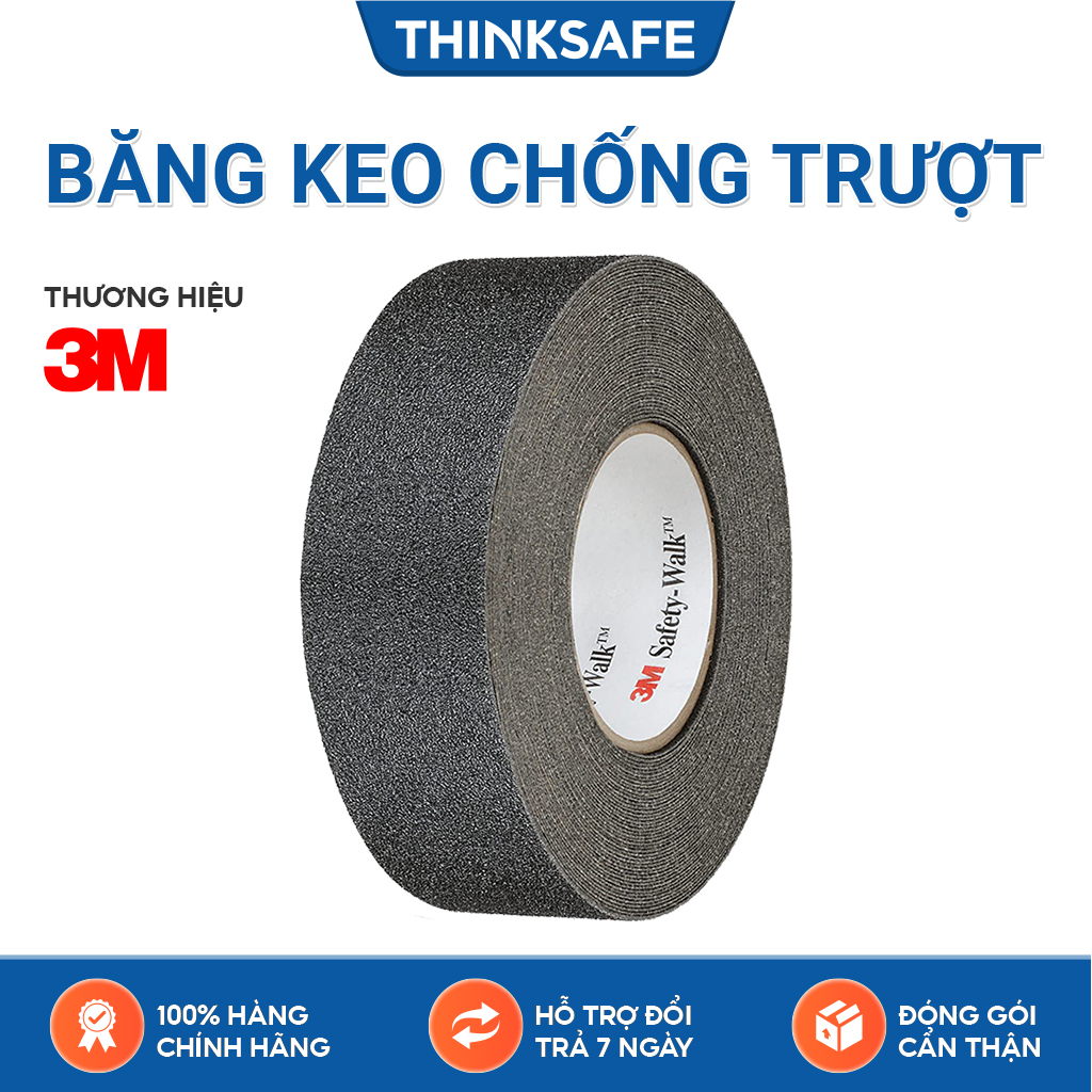 Băng keo chống trượt 3M 610 keo dán chống trơn trượt, tăng độ nhám chuyên dùng chống trơn trượt cho cầu thang sàn nhà - màu đen - Bảo hộ Thinksafe