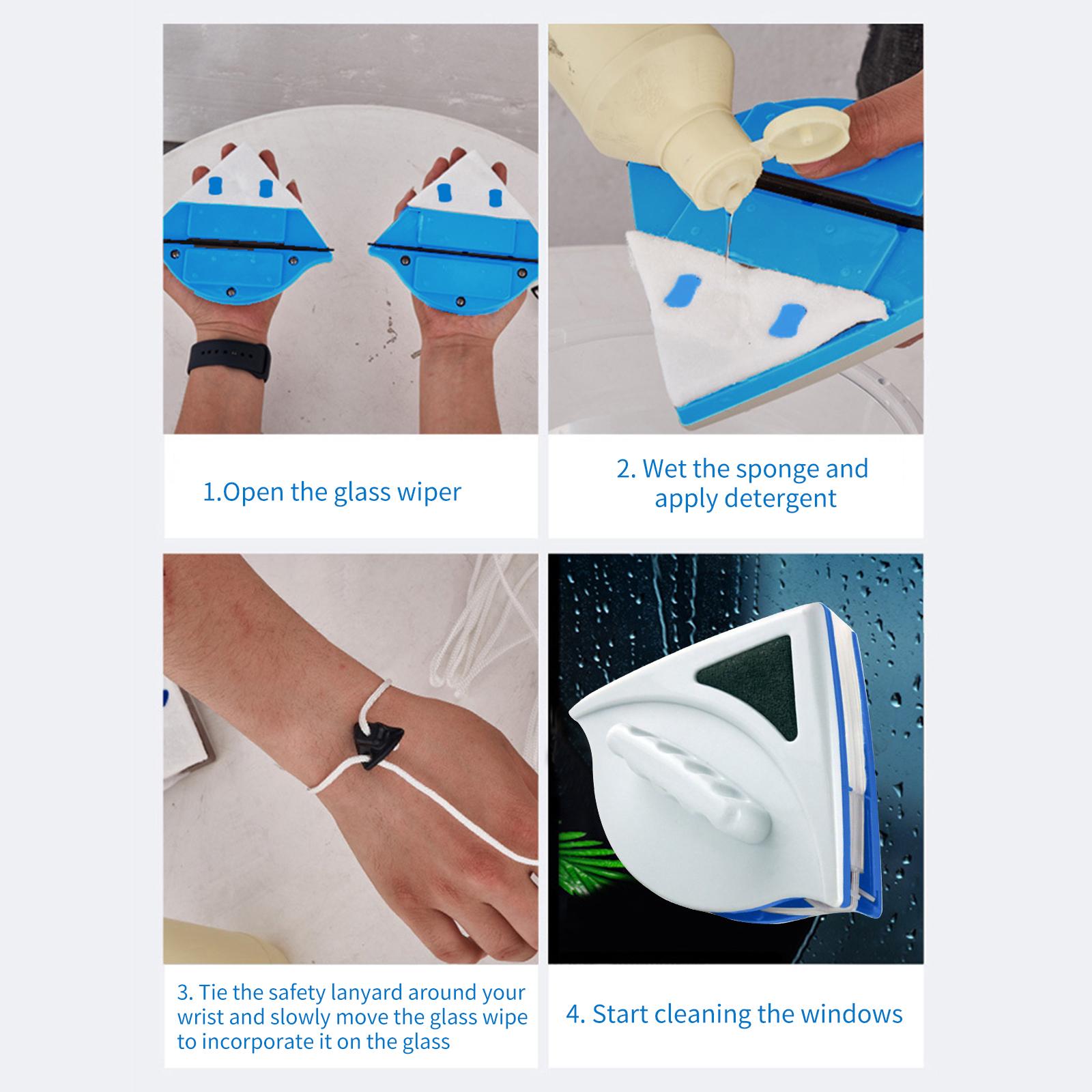 Double-side Magnetic Glass Wiper Window Cleaner Surface Cleaning Brush Triangle Cleaning Tools for High House Glass