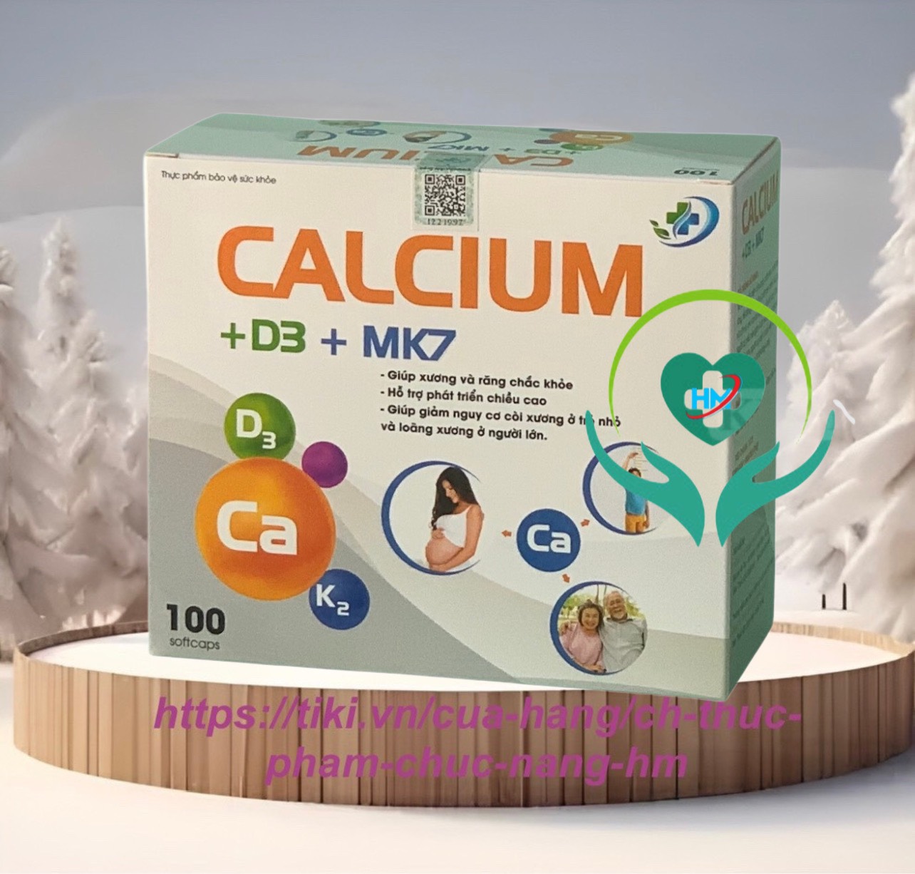 Canxi NANO CALCIUM D3 MK7 -Hộp 100 Viên - Chắc Khỏe Xương, Phát Triển Hệ Xương, Giảm Loãng Xương, Vinaphar