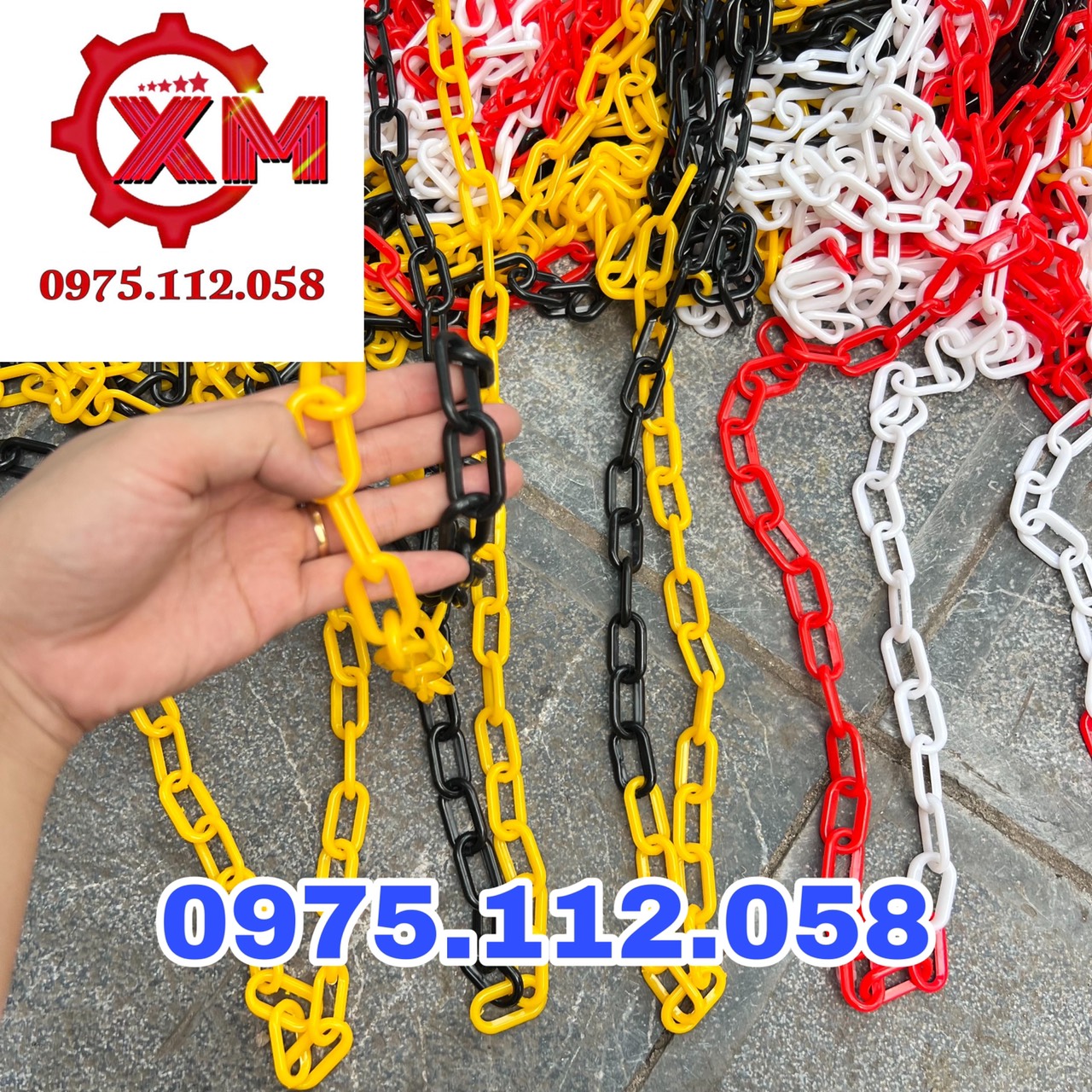 Dây xích nhựa cảnh báo rào xích, phân làn - 25m