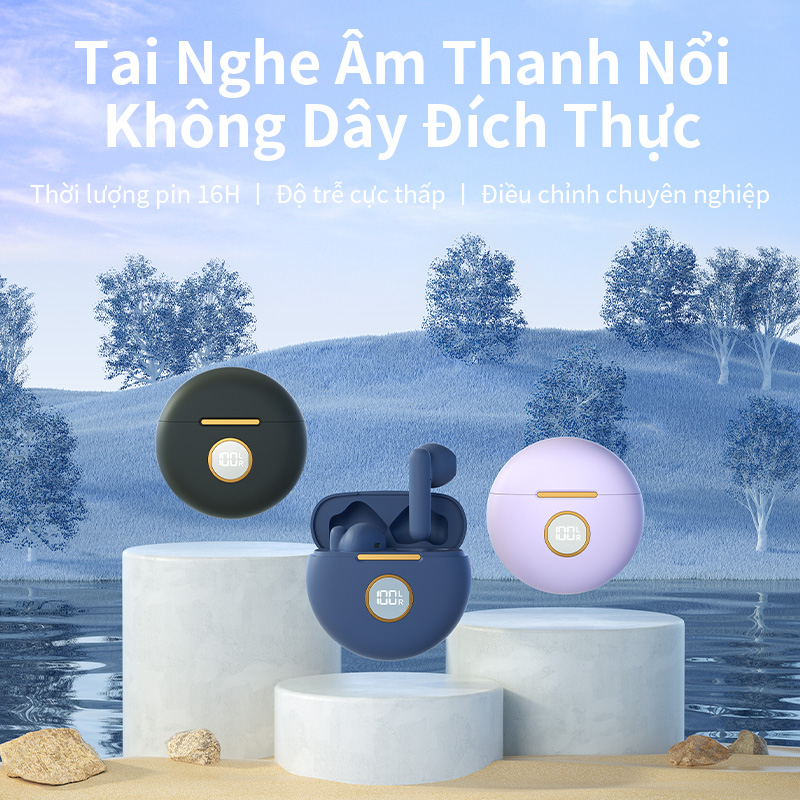 Tai Nghe Bluetooth không dây TWS BASIKE TW87 âm thanh nổi với màn hình 16H sử dụng liên tục - Hàng chính hãng