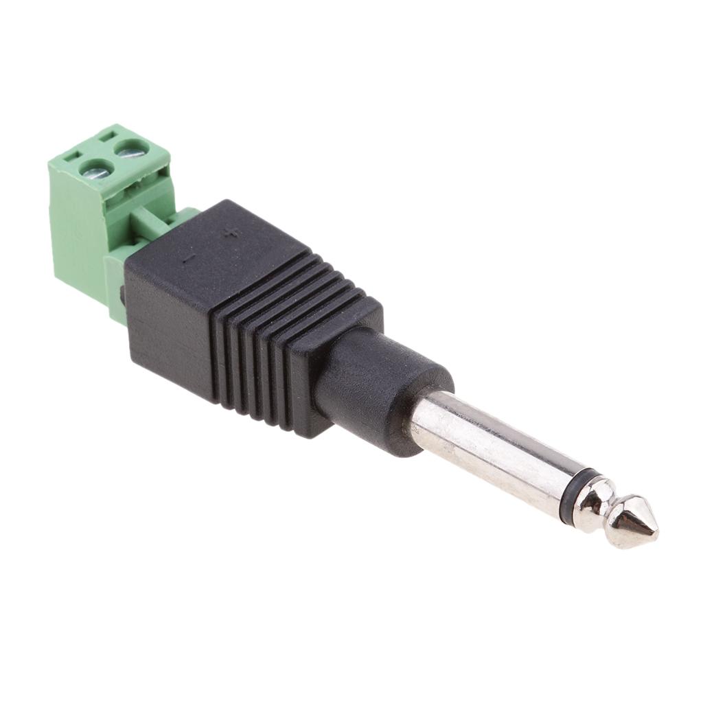 6.35mm 1/4inch Audio Mono Male Converter Adapter 5 Pieces with Screw Terminal Female for Microphone