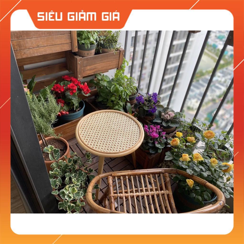 bàn mây tre ba chân gấp gọn