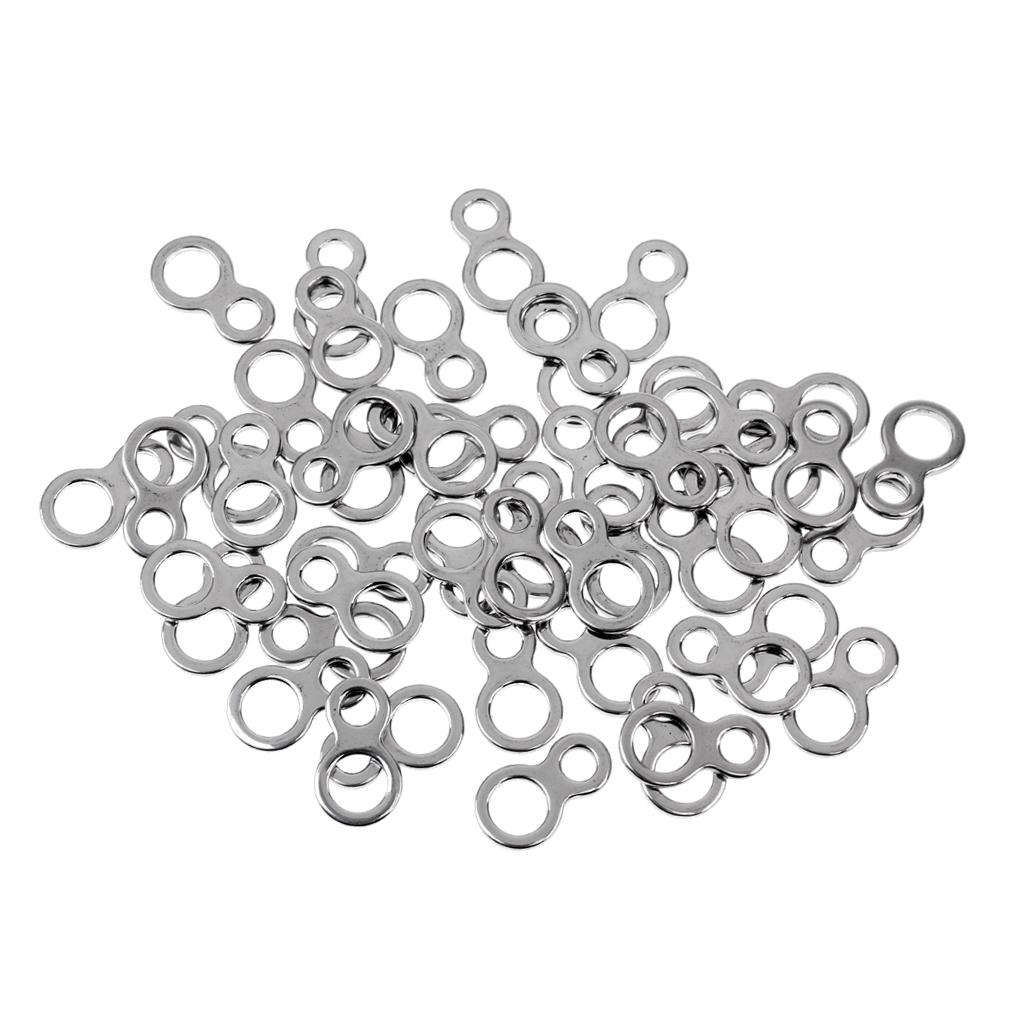 50Pcs Fishing Butterfly Jigging Figure 8 Ring Stainless Steel Assist Hooks L