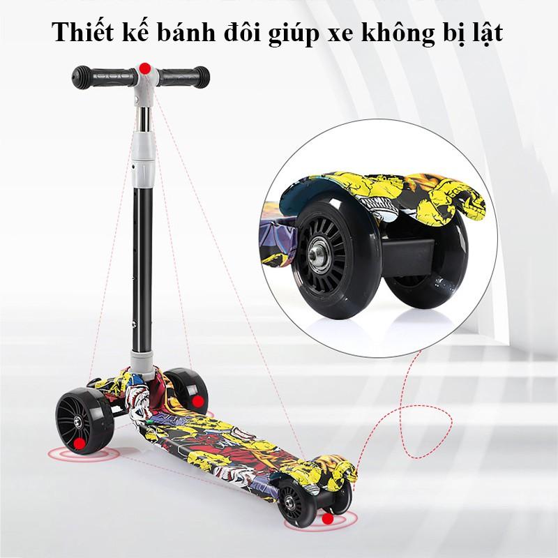 Xe scooter cho bé, xe trượt scooter trẻ em 4 bánh phát sáng có thể gấp gọn cao cấp