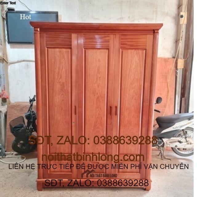 Tủ áo gỗ xoan đào 3 cánh 2 ngăn