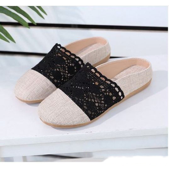 Giày lười slip on nữ phối ren xinh xắn-GL8