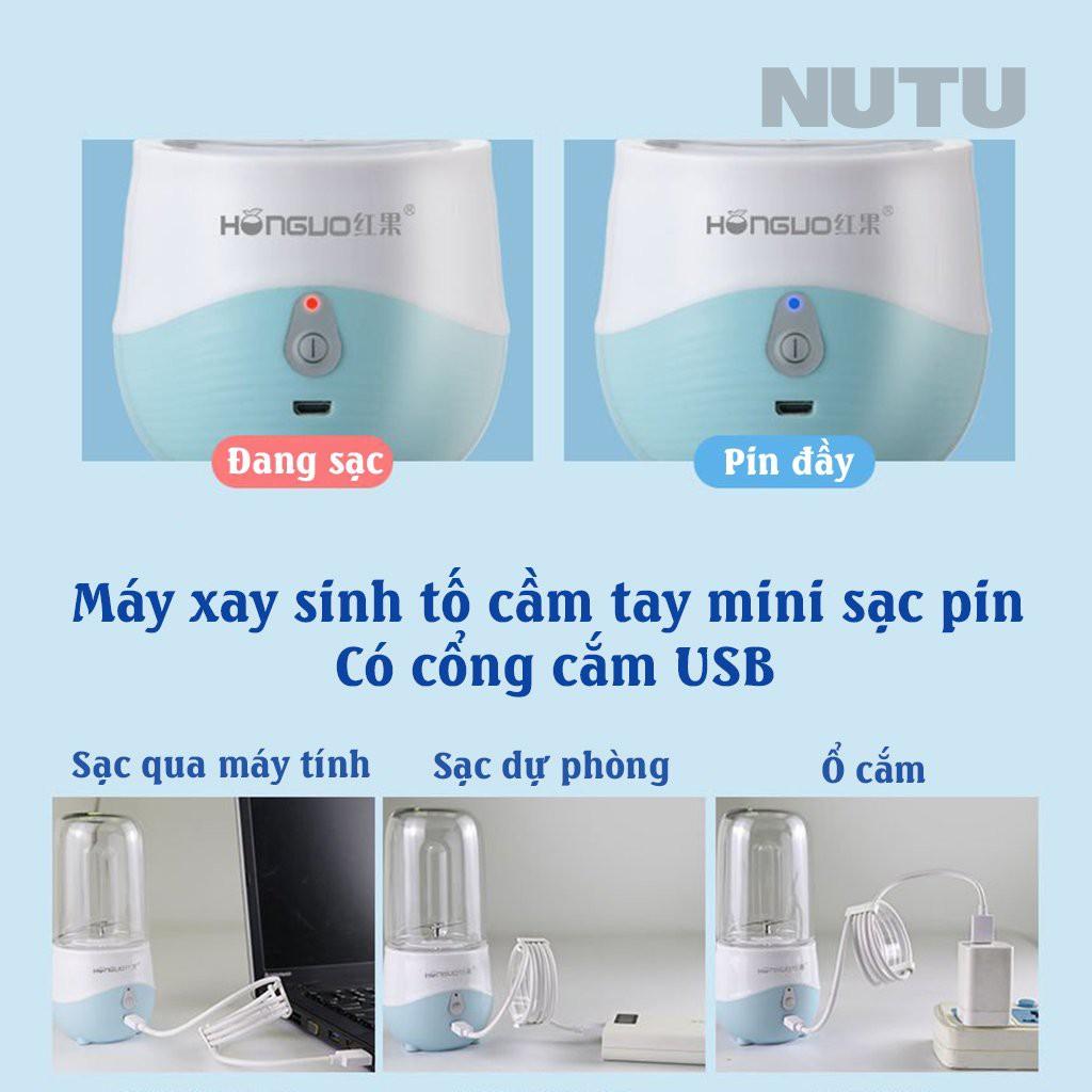 Máy Xay Mini Sạc Điện Usb, Nhỏ Gọn, Máy Say Sinh Tố Thể Tích 300ML