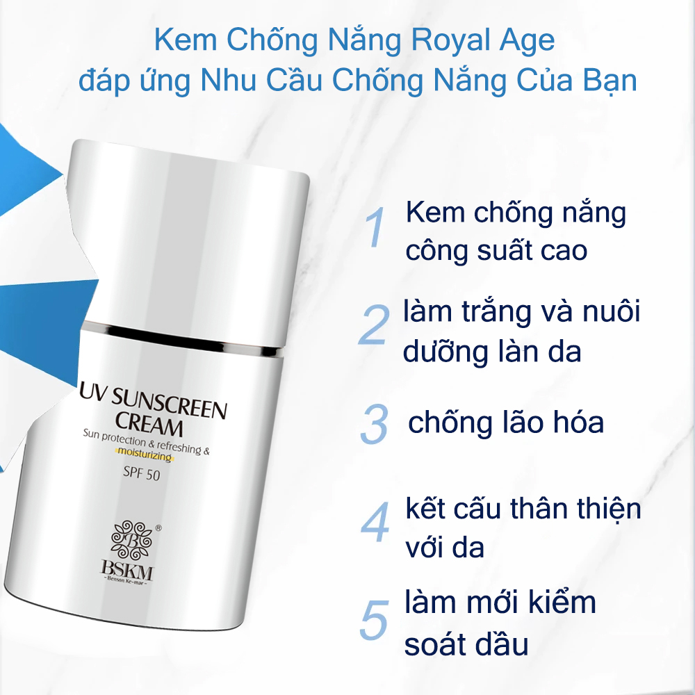 BSKM UV Kem Chống Nắng SPF50 Dưỡng Ẩm Làm Trắng Ngăn Ngừa Rám Da Làm Mới Kem Chống Nắng Cho Mặt & Cơ Thể 45g