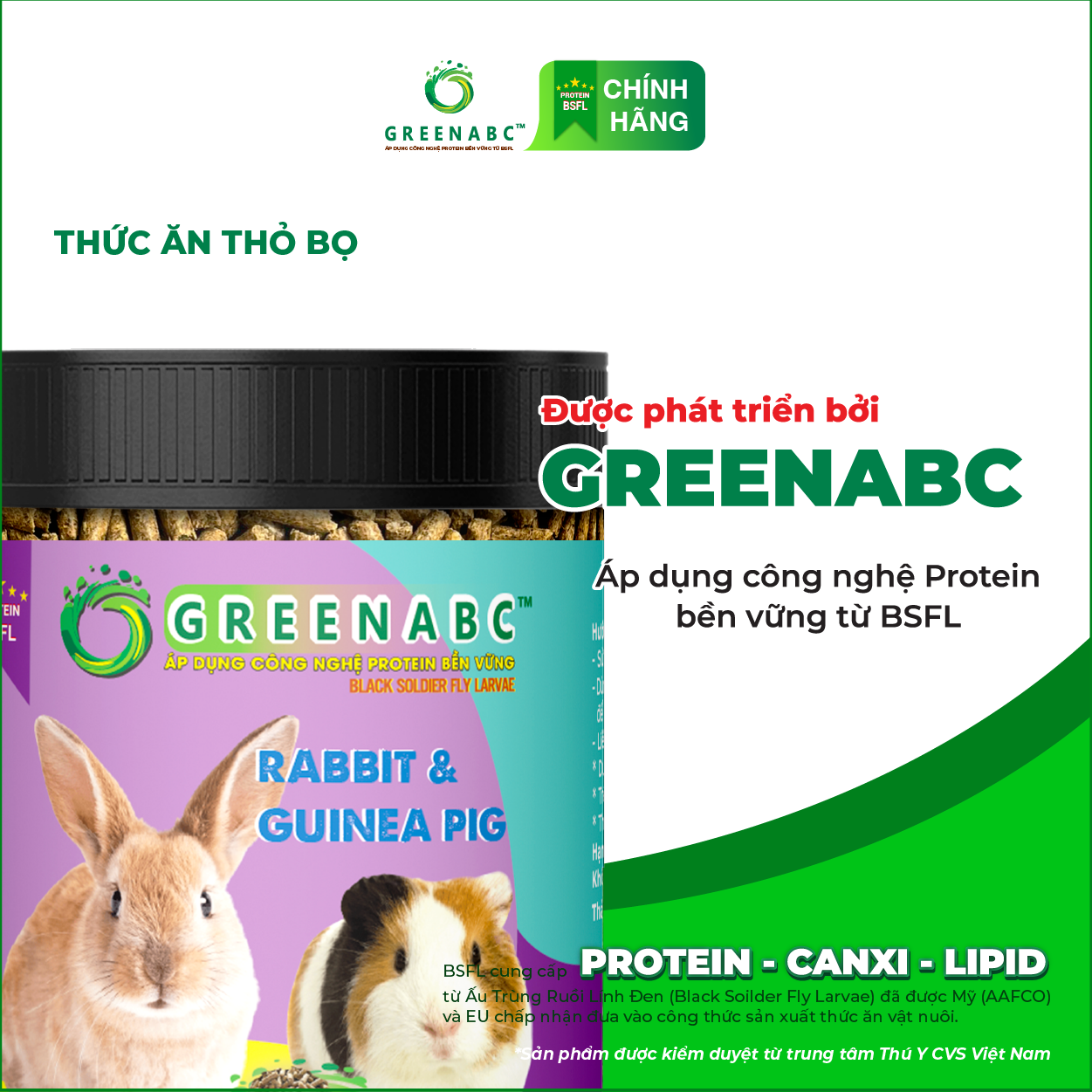 Thức ăn Thỏ Cảnh, Bọ Ú, Hà Mã Mini GREENABC – Cung cấp đầy đủ dưỡng chất protein - canxi - lipid lông mượt, tiêu hóa tốt, tăng đề kháng – Hộp 480g