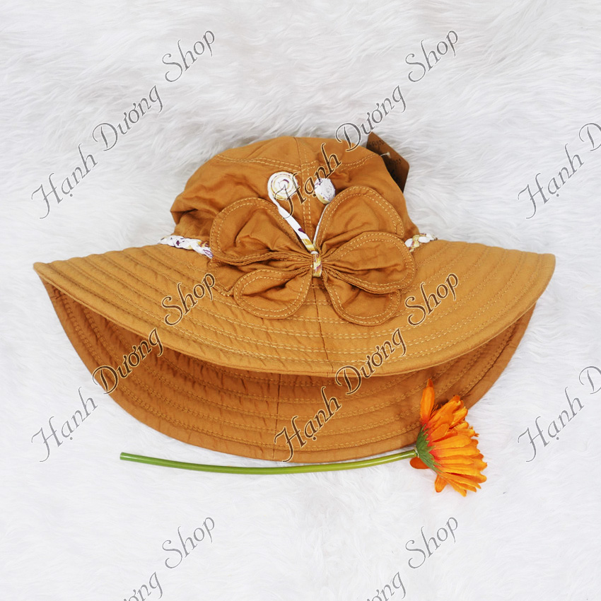 Nón vành rộng nữ gắn cánh bướm có kết tít xung quanh độc đáo, vành rộng 9cm , chất liệu vải cao cấp - Hạnh Dương