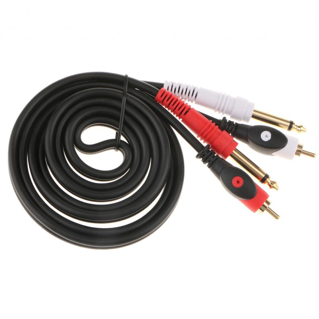 Dual RCA To Dual 6.35mm 1/4" Mixer Console Amplifier Audio Adapter Cable