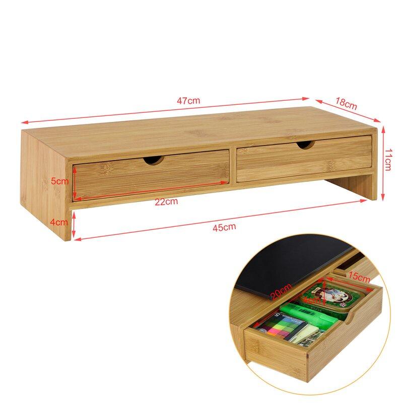 Kệ gỗ để màn hình máy tính có học kéo nâng màn hình lên đến 11cm / Giảm căng thẳng cổ / bàn làm việc gọn gàng
