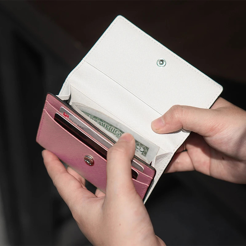 VÍ MINI ĐỰNG THẺ NỮ Bóp Nhỏ Gọn Cardholder KATE Da Saffiano Nhập Khẩu Cao Cấp Chống Thấm Nước Chuẩn Leonardo DOLANTO