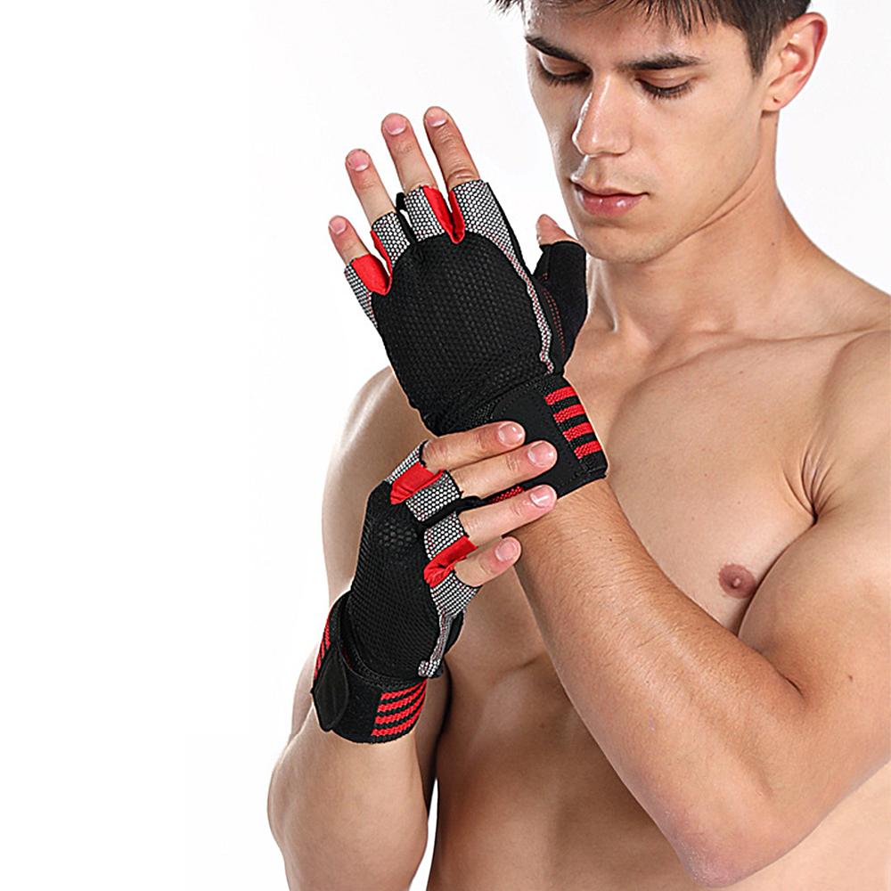 Găng Tay Thể Thao Thoáng Khí Chống Trượt Băng Nửa Ngón Tay Với Dây Đeo