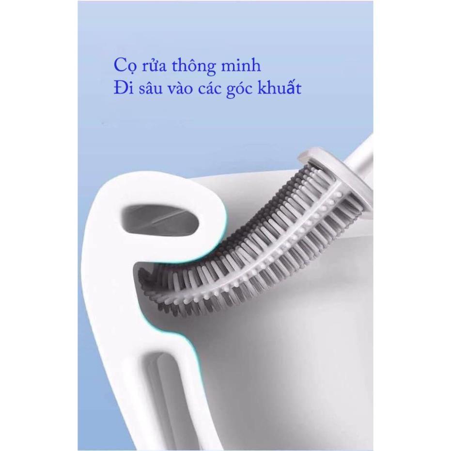 Bàn chải cọ bồn câu silicon 2 mặt dán tường Toilet Brush - Loại xịn