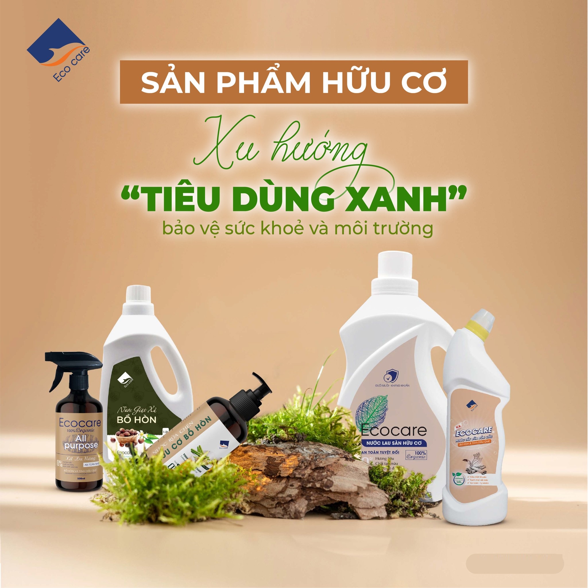 Nước giặt xả hữu cơ Bồ Hòn tinh dầu Hoa Bưởi ECOCARE 4 lít - Bền màu, giữ dáng, làm mềm vải, an toàn da nhạy cảm