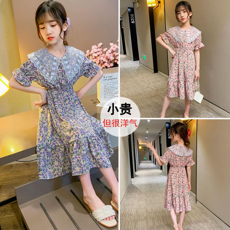 DONGSHOP HOT Cô gái ăn mặc mùa hè trang phục mùa hè 2022 tây váy công chúa cô gái hoa đầm đầm chiffon váy mùa hè