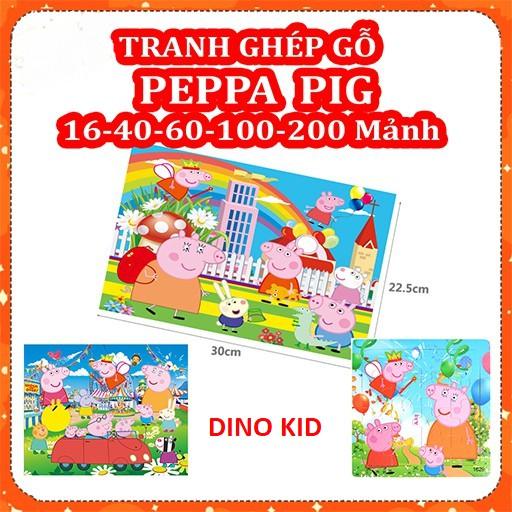 Tranh Xếp Hình Heo Peppa Pig 9 16 40 60 100 200 Mảnh Bằng Gỗ Ghép Hình