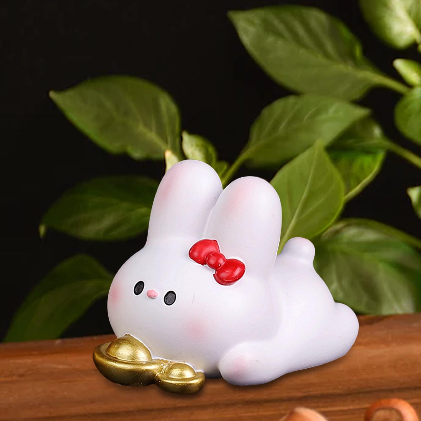 Resin Rabbit Figurine Car Dashboard Home Decor Rabbit Statue