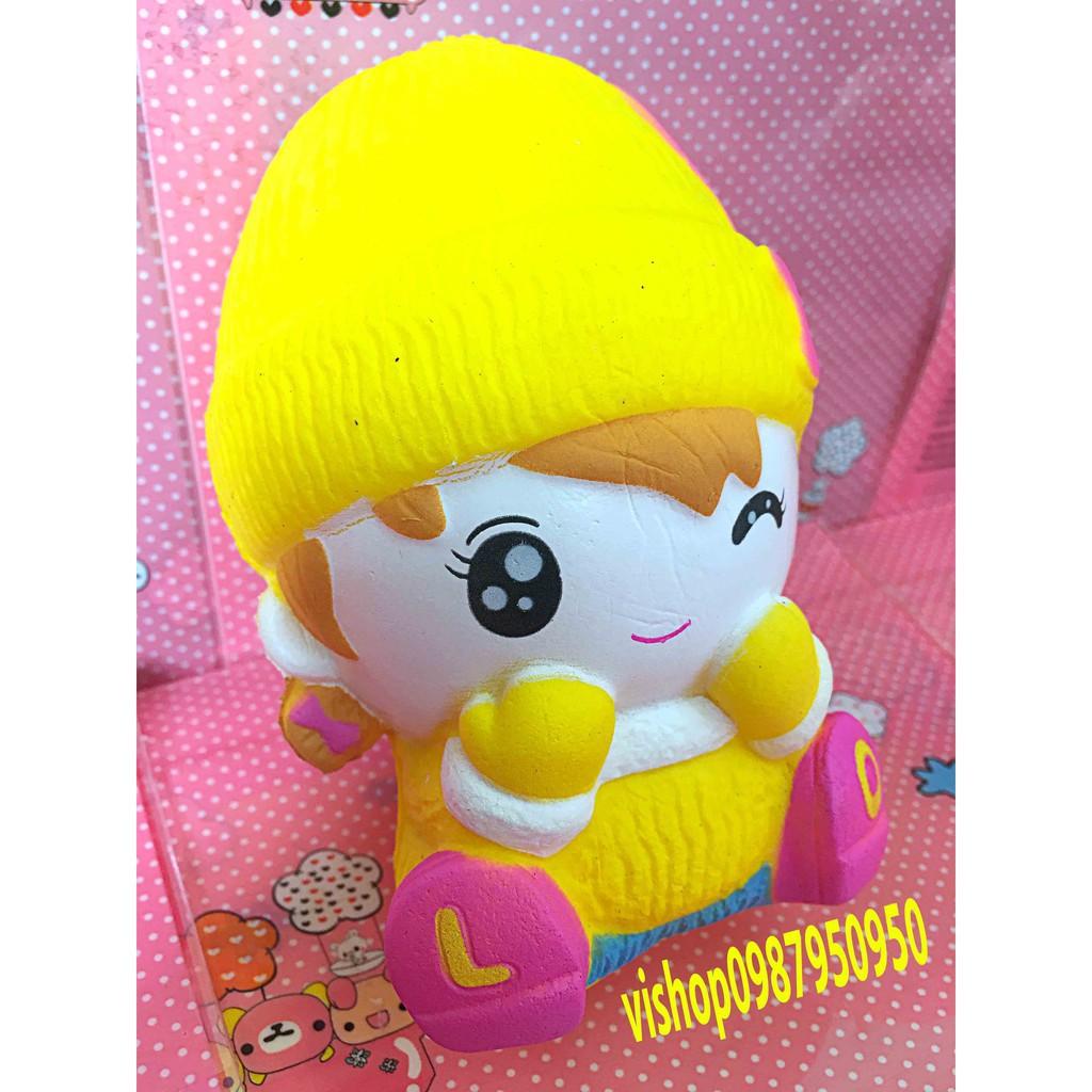 Squishy Em bé đội mũ hồng dễ thương