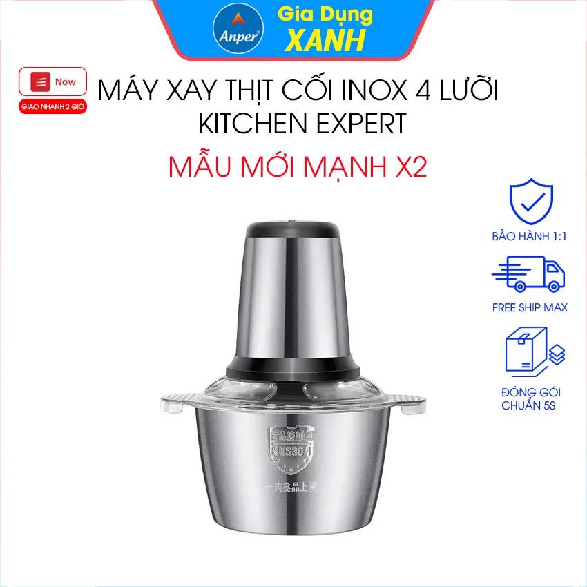 ✑Máy xay thịt đa năng cối Inox 304 dung tích 2L 4 lưỡi dao bằng thép sinh tố tỏi tiêu thức ăn sunhouse