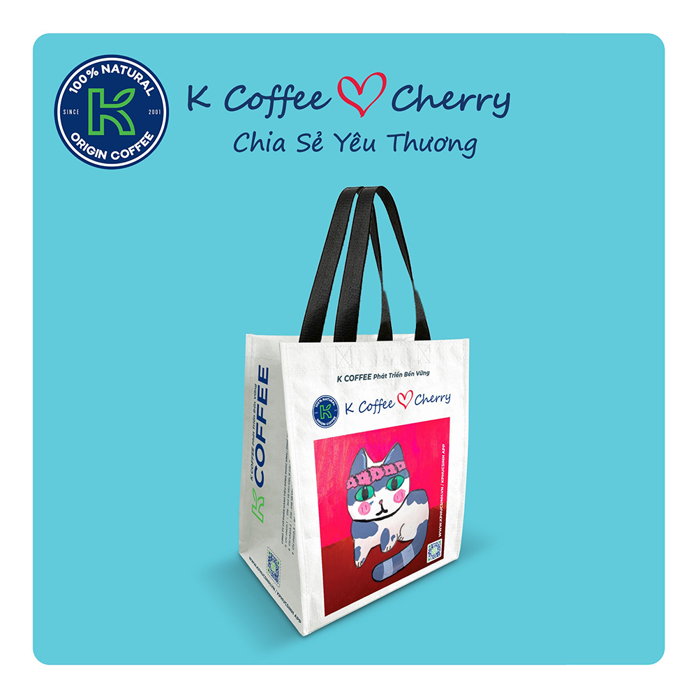 Túi PP Dệt K Coffee x Cherry - Chia Sẻ Yêu Thương - Túi Gây Quỹ Từ Thiện