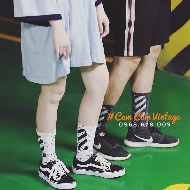 Tất vớ cổ cao thể thao nam nữ cotton OFF WHITE thấm hút mồ hôi mềm mịn unisex