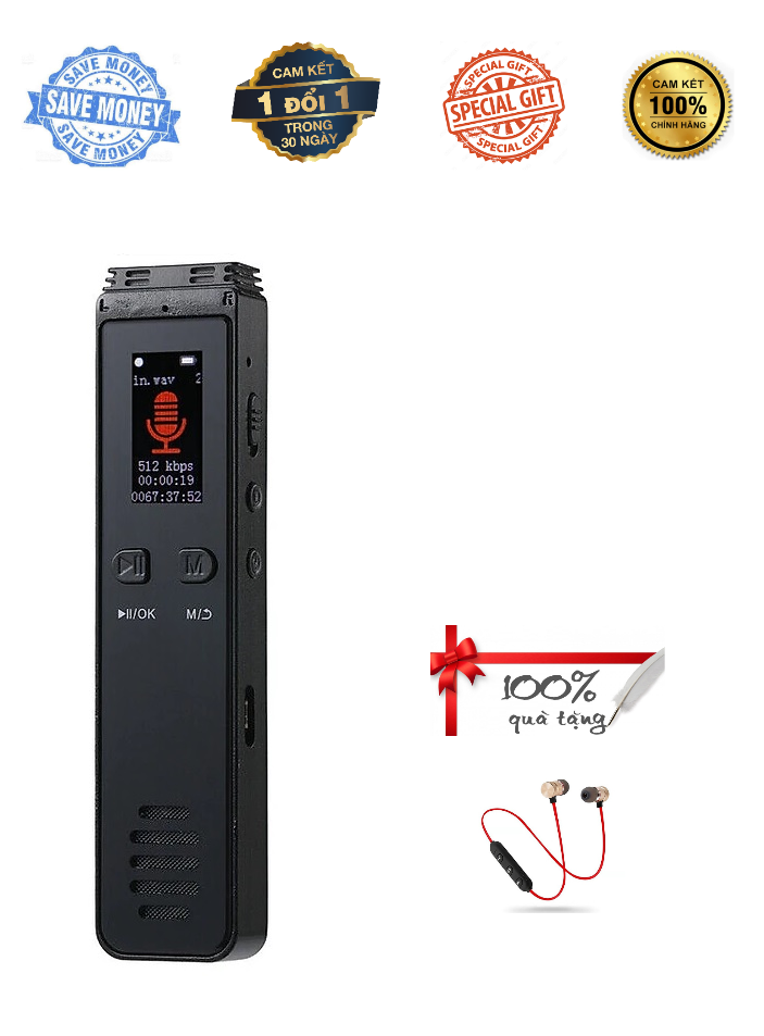 ROGTZ - Máy Ghi Âm Chuyên Nghiệp GA996 Bộ nhớ 8Gb Ghi âm sắc nét Chống ồn chủ động Loại bỏ tạp âm Kết nối Bluetooth Loa ngoài Hi-Fi Tự động lưu khi tắt máy Bảo mật tệp tin Sinh viên Nhà báo Soạn nhạc Họp hành - Hàng Chính Hãng