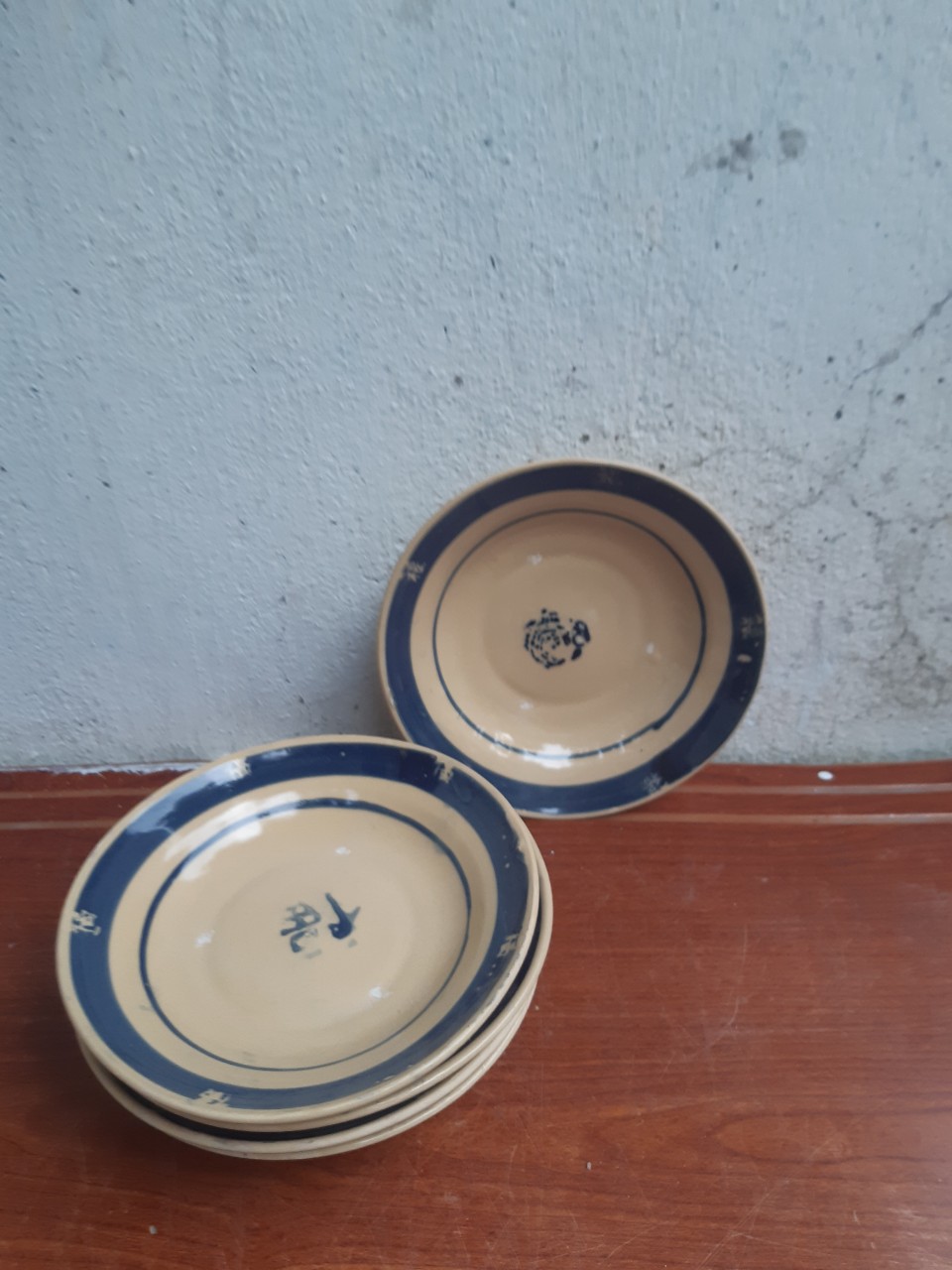 5 dĩa kiểu xưa viền xanh 18 cm