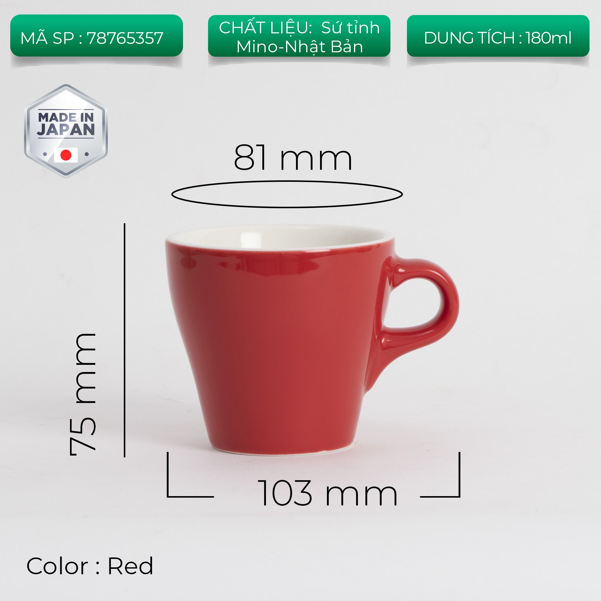 Ly sứ Origami Cappuccino Cup 180ml uống trà cà phê