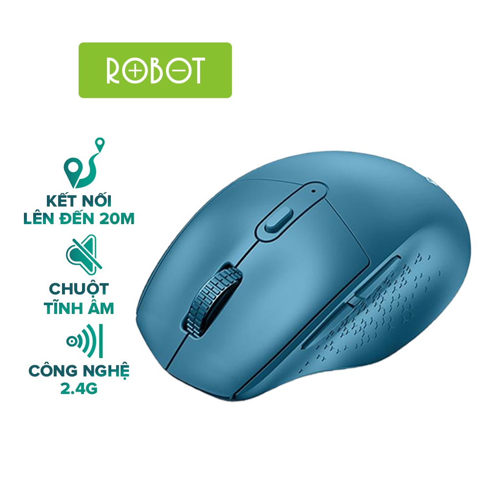 Chuột Máy Tính Không Dây ROBOT 2.4G Tĩnh Âm Cực Nhạy, Có Kèm Pin - Hàng Chính Hãng