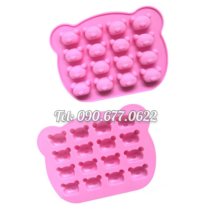 Khuôn silicone làm rau câu, kẹo dẻo, socola 16 gấu con - Mã số 1226