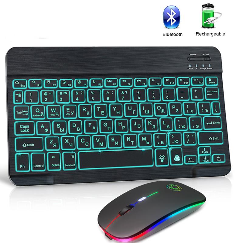 RGB Bàn Phím Và Chuột Bàn Phím Bluetooth Mini Chuột Combo Bàn Phím Backlit Cho Điện Thoại Máy Tính Bảng Laptop Ipad Máy Tính