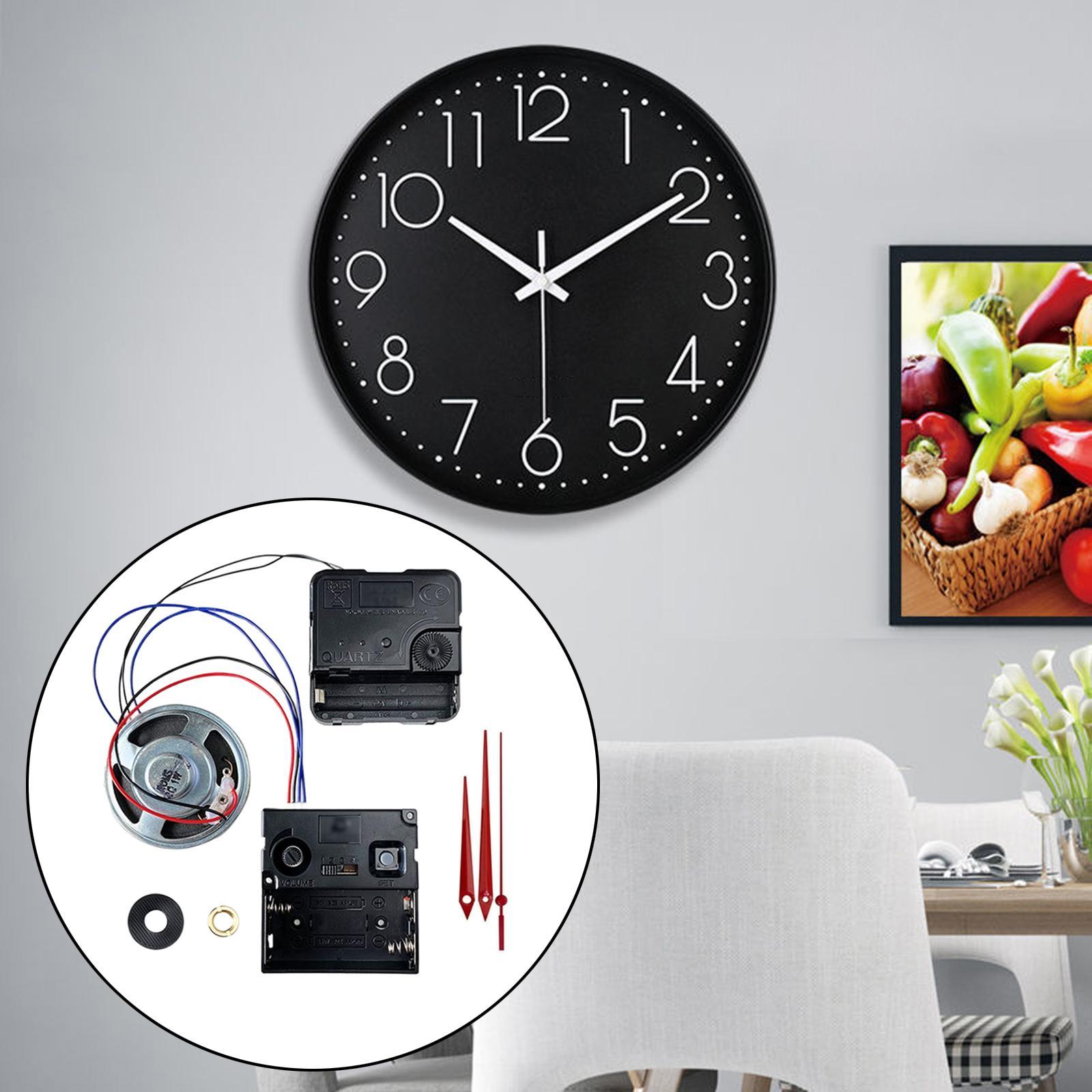 DIY Wall Clock Movement Mechanism Pendulum Clock Movement Replacement with Music Chime Box with Hands for Club Bar Office Wooden Wall Clocks