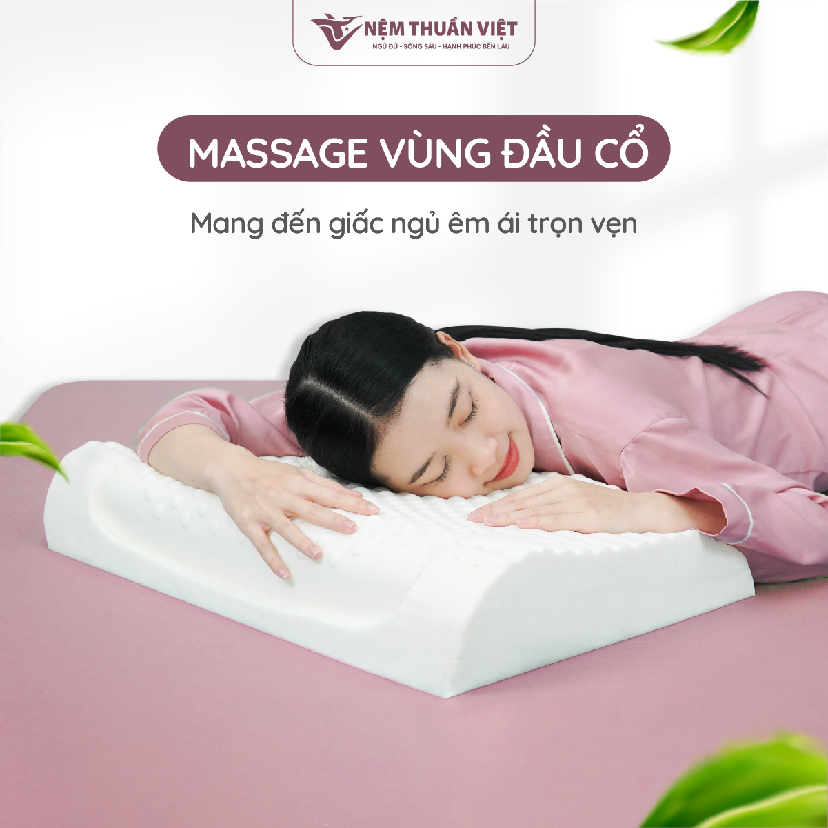 Gối Nằm Cao Su Thiên Nhiên Massage Thuần Việt - Thiết Kế Lượn Sóng, Có Gai Massage, Giảm Đau Vai Gáy Cổ