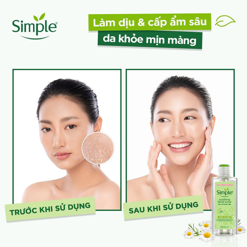 Combo dưỡng da dịu nhẹ, sạch sâu Simple (Tẩy trang + Sữa rửa mặt + Toner + Sữa dưỡng)