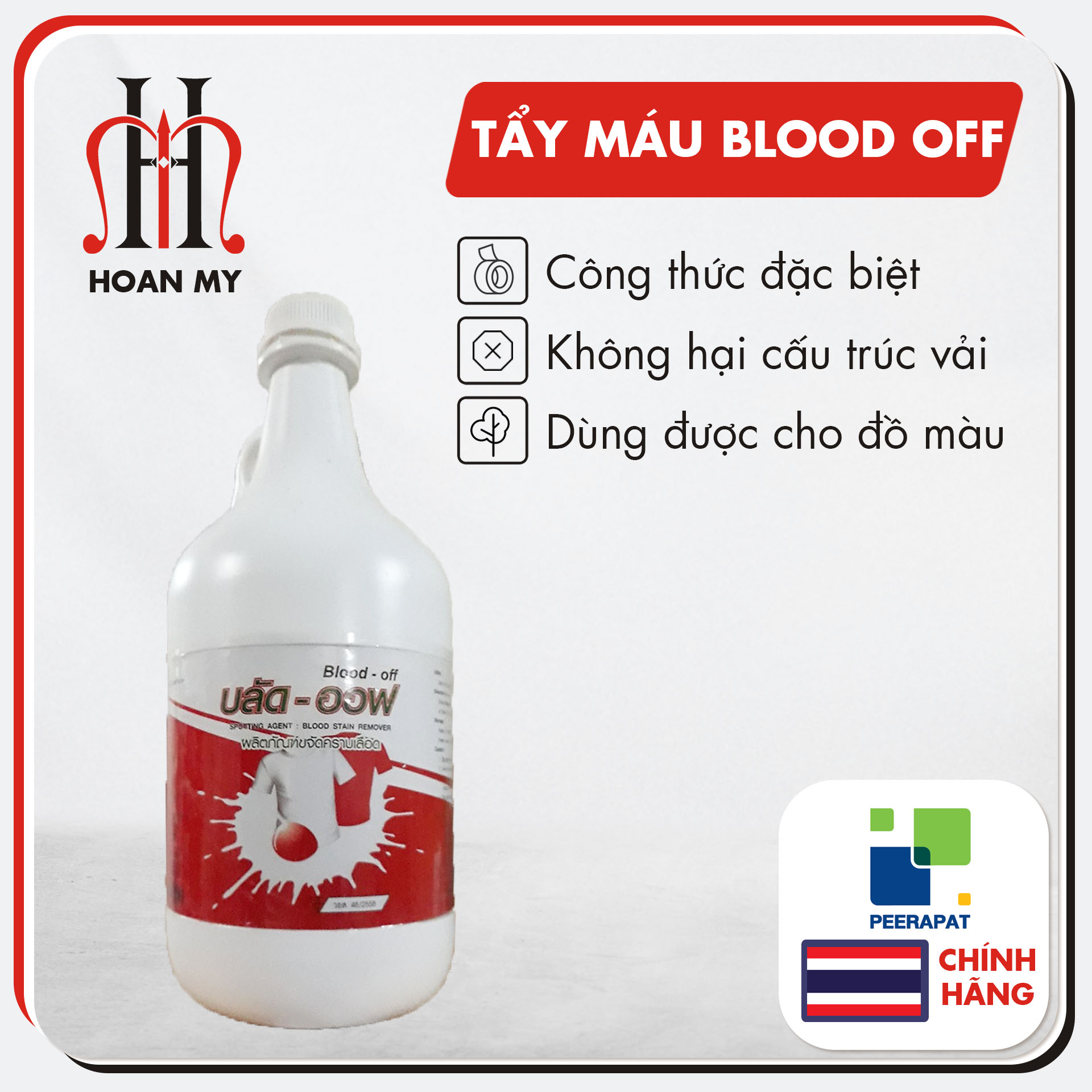 Chất tẩy vết máu trên vải BLOOD OFF - Nhập khẩu chính hãng Peerapat Thái Lan