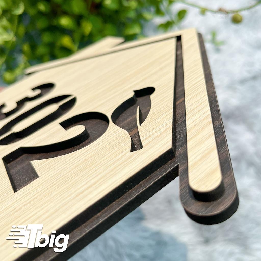 Bảng địa chỉ số nhà hình ngôi nhà có sẵn keo 2 mặt bằng gỗ MDF cắt laser