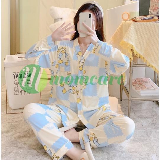 Pijama Bầu sau sinh cho con bú ti CỔ TIM VỊT MŨ - Bộ đồ bầu mặc nhà - Quần áo ngủ bà bầu đẹp thời trang giá rẻ Bigsize