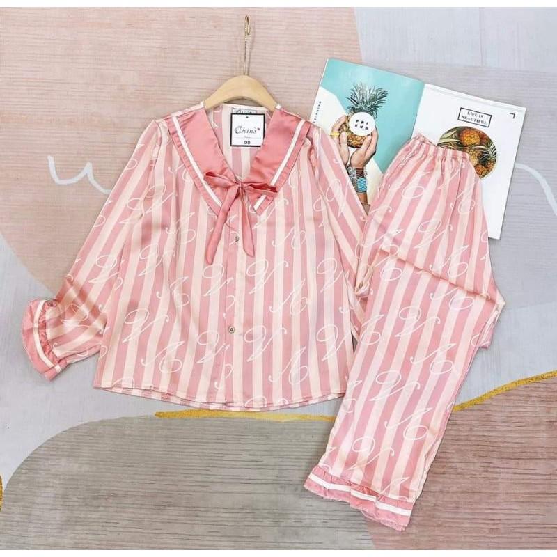 Đồ bộ lụa satin pyjama mặc nhà cao cấp
