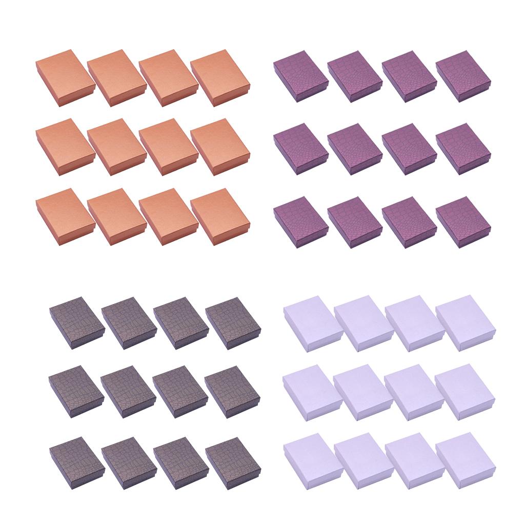 12pcs Cardboard Jewelry Box w/ Sponge Rings Box Square Gift Box Purple