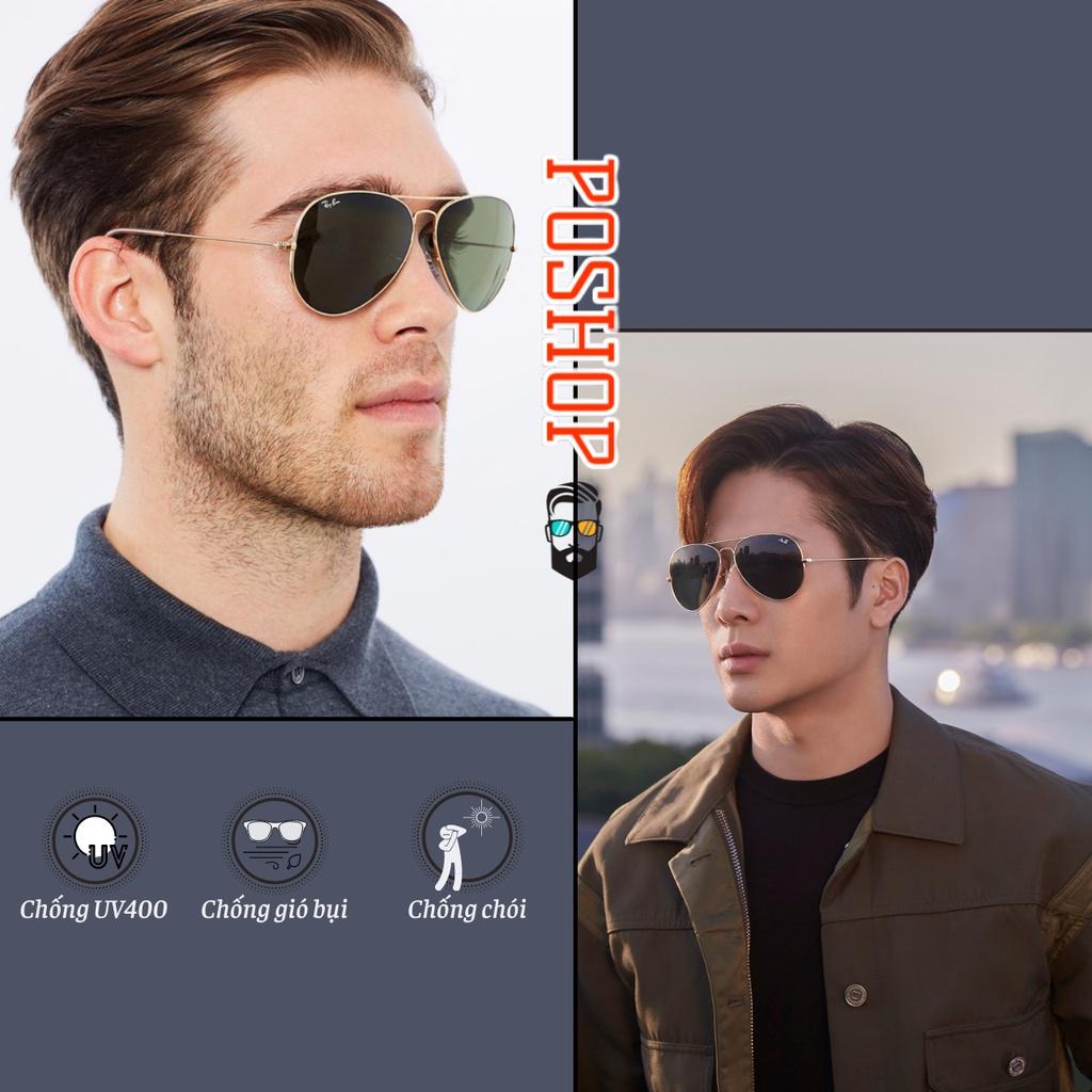 Mắt kính râm nam nữ POSHOP gọng kim loại gấp gọn kiểu phi công cổ điển tròng thuỷ tinh cường lực chống uv400 R3479