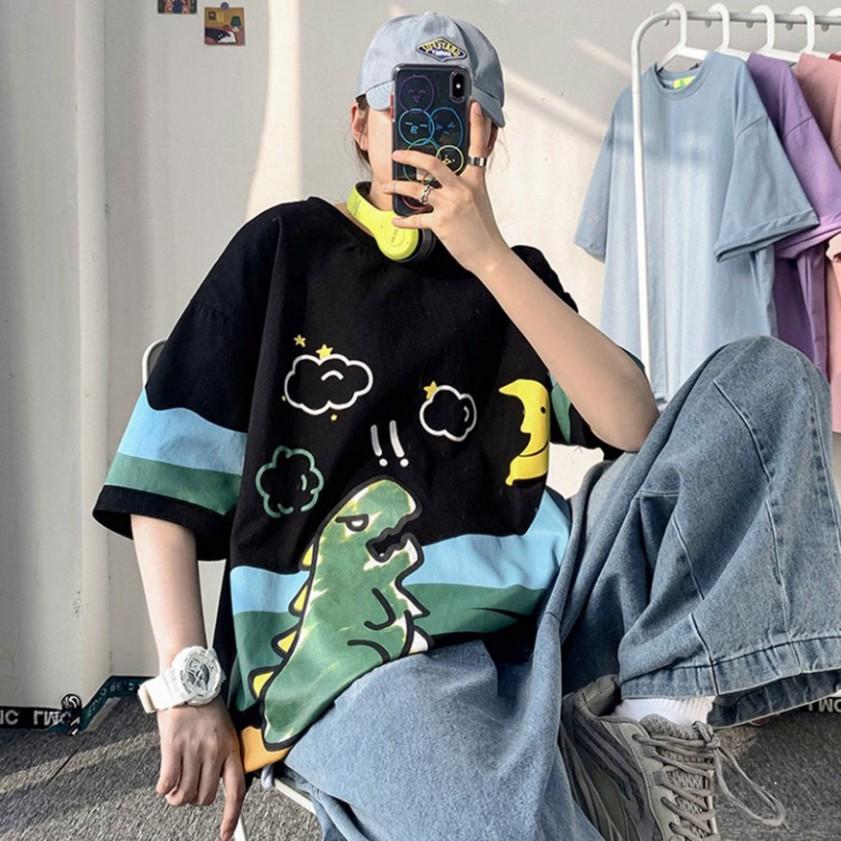 Áo Thun Tay Lỡ Oversize Phông - Form Rộng Dáng Unisex - Ulzzang Hình Khủng Long