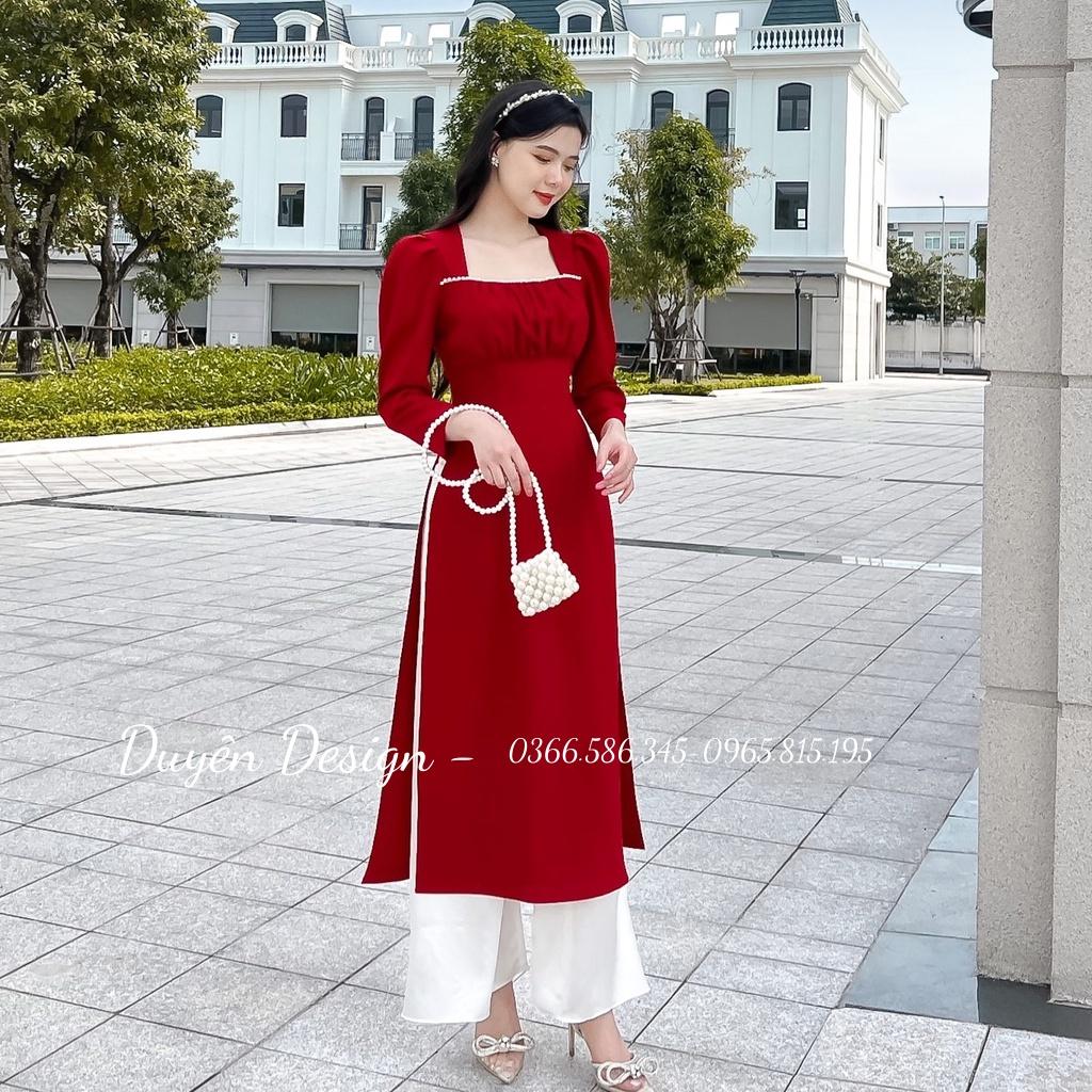 Áo dài cách tân cổ vuông siêu hot