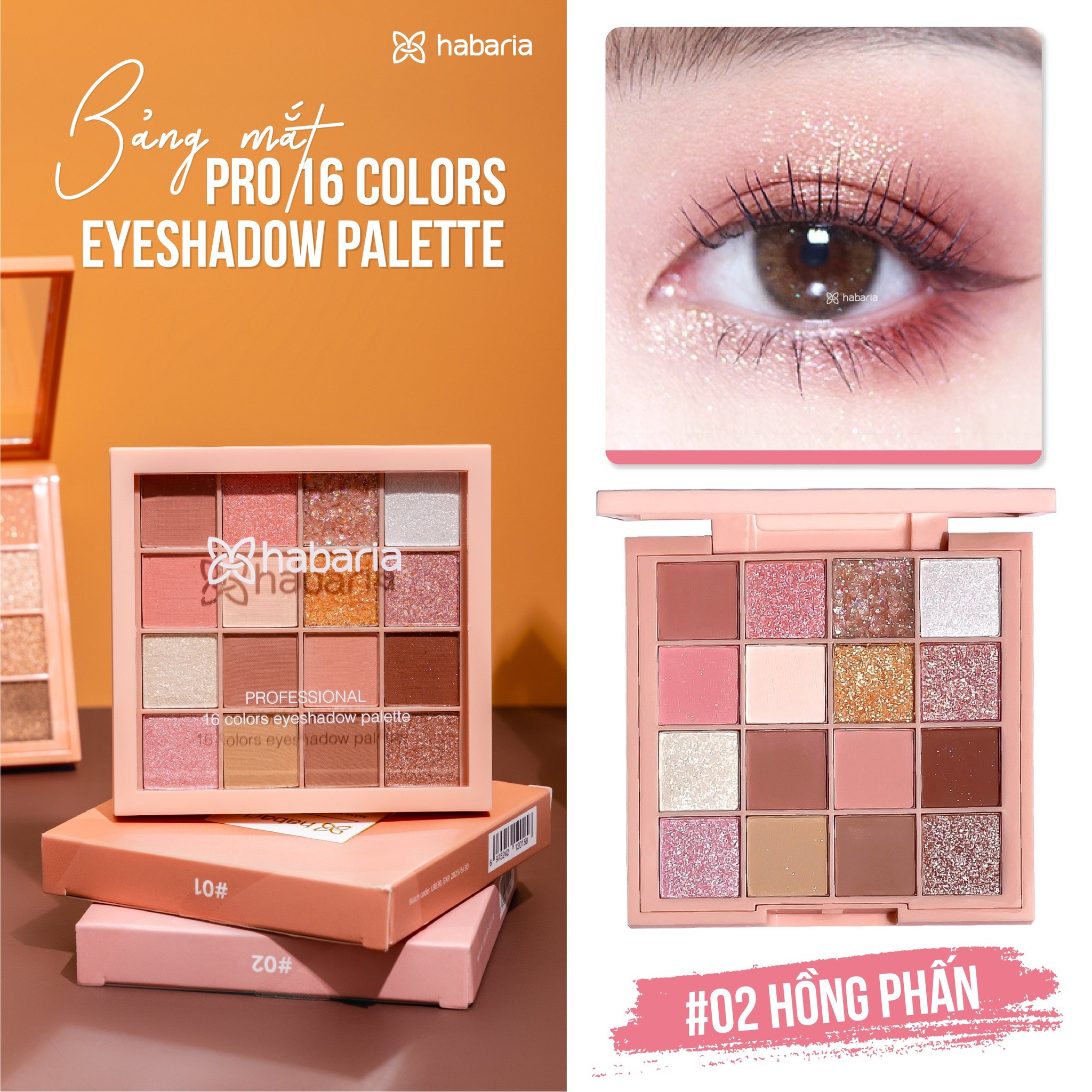 Bảng Phấn Mắt 16 Ô Habaria Eyeshadow Palette 16gr