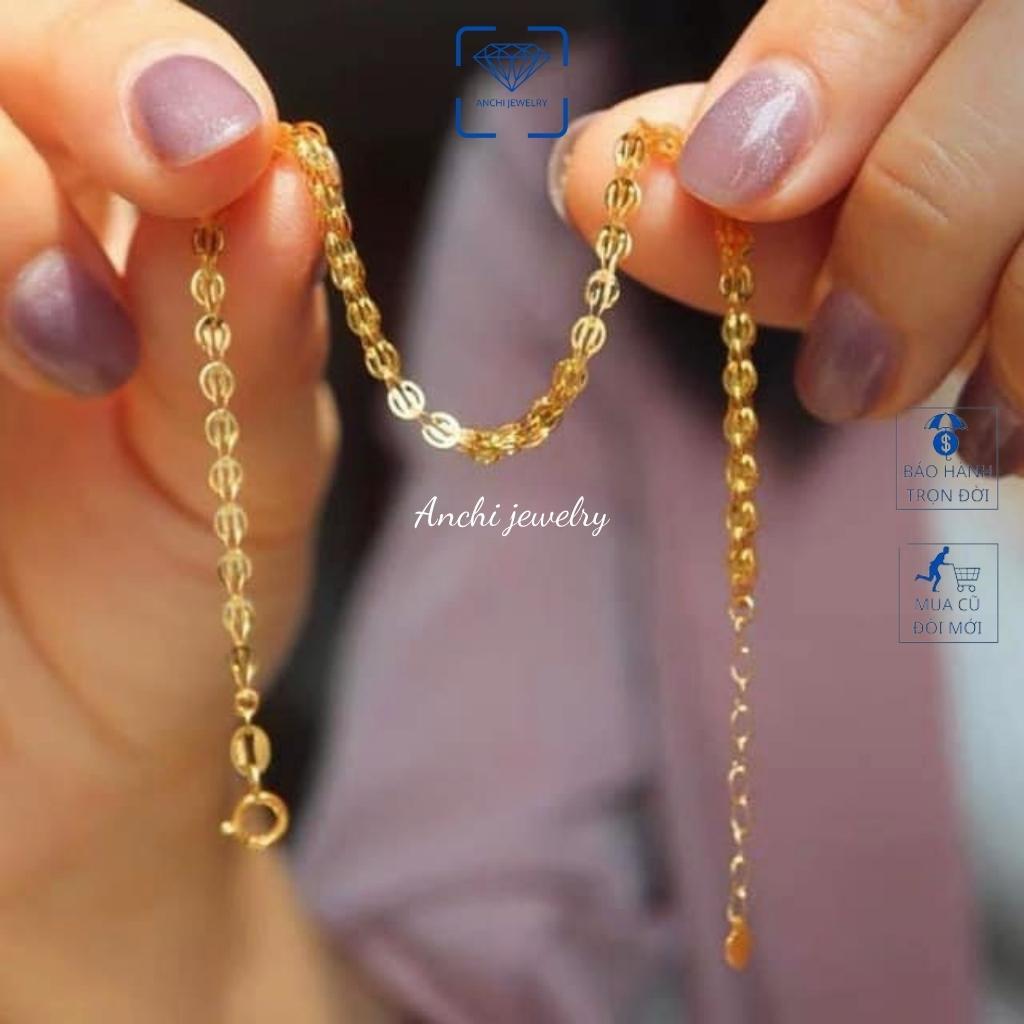 Lắc tay đuôi phụng nữ bạc mạ vàng sợi to trơn cá tính, Anchi jewelry